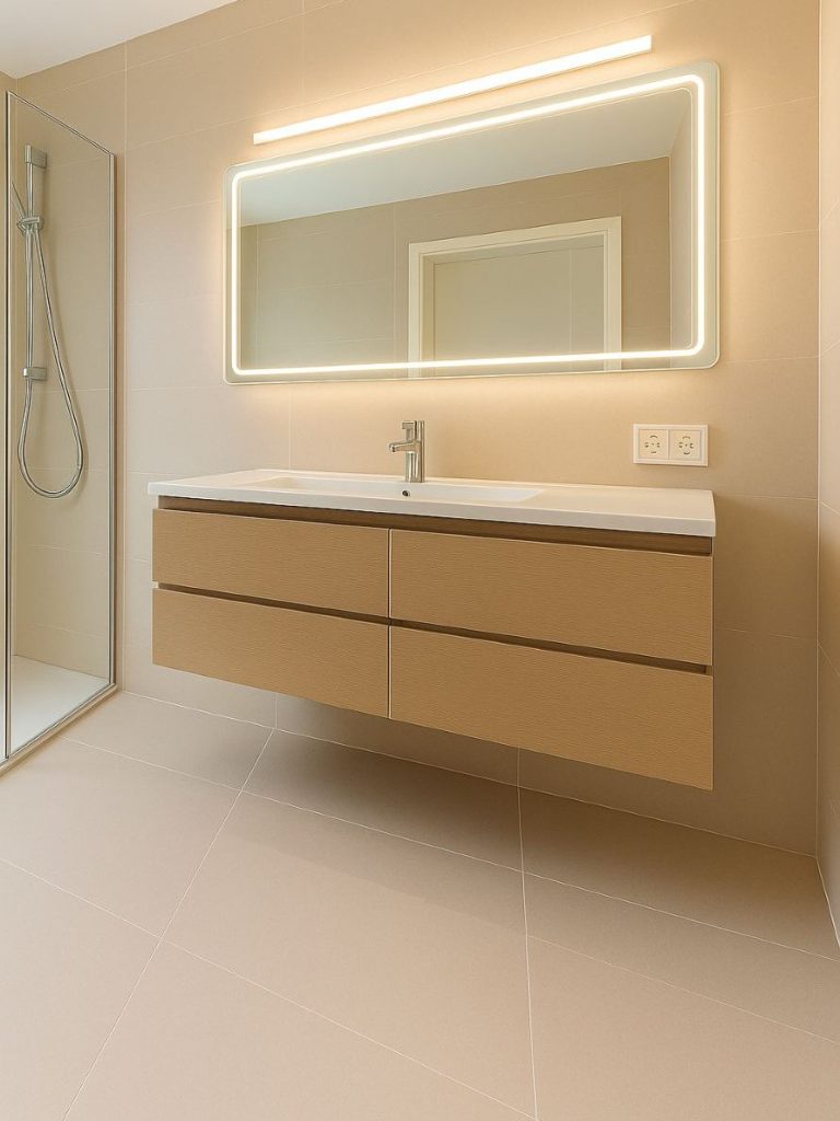 Präzise Fliesenverlegung im Badezimmer mit langlebigem Design 