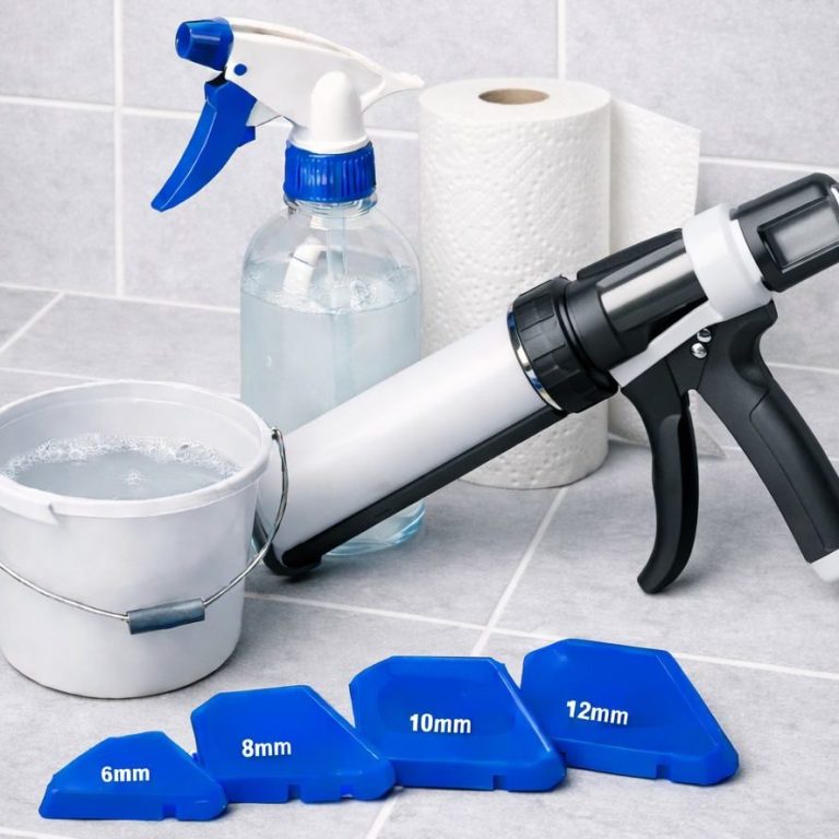 Fugenglätter-Set 6–12 mm mit Sprühflasche und Eimerchen – Werkzeug zum Silikonfugen erneuern im Bad und in der Dusche